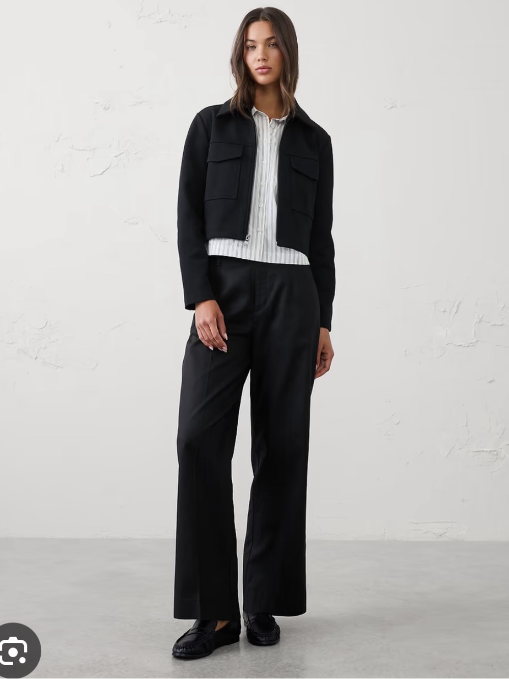 BANANA REPUBLIC Straight High-Rise Twill Utility Pant Black Medium Casual